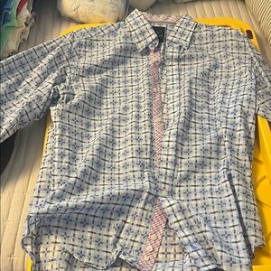 Tailorbyrd Blue and White Checkered Dress Shirt